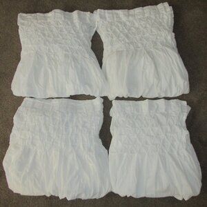 Lot of 4 Simply Shabby Chic WHITE Cotton Curtain Panels Smocked Top 38" x 80"